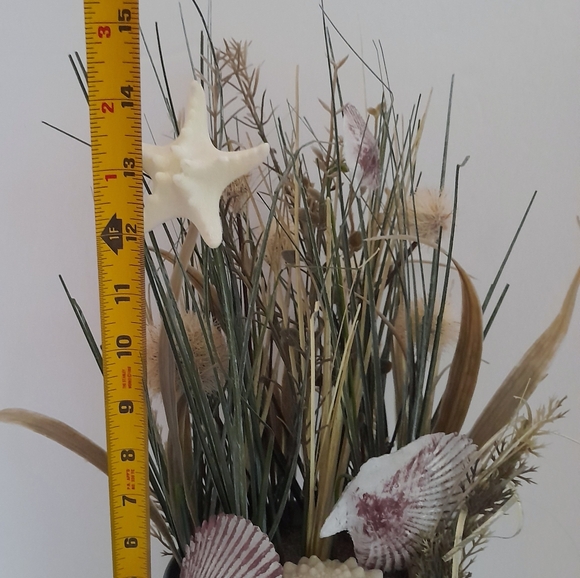 Oceanic Themed Artificial Flowers Metal Planter Pot - Picture 4 of 6